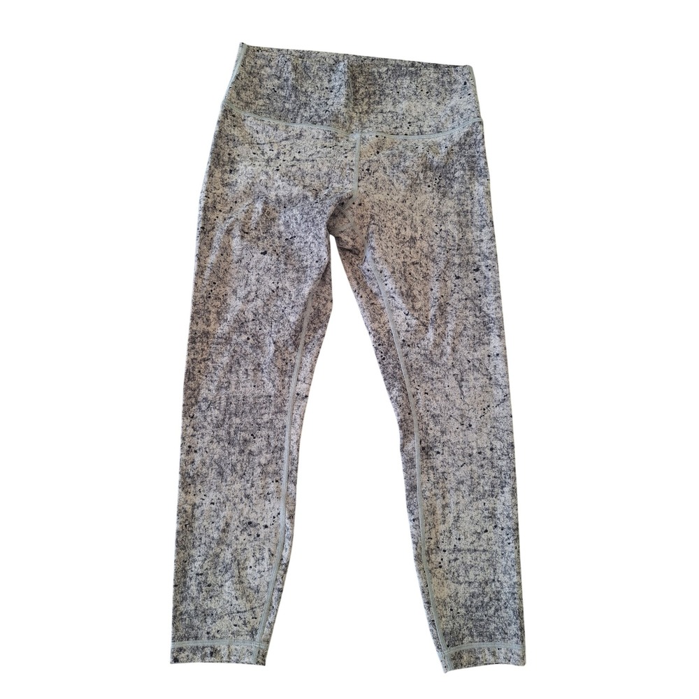 Lululemon Wunder Under High Rise Leggings Gray Black Speckled Splatter Size 10